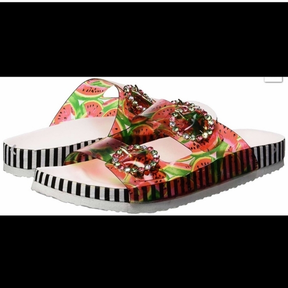 BETSEY JOHNSON WATERMELON 🍉 MISTY SLIDE SANDALS N - Picture 1 of 3